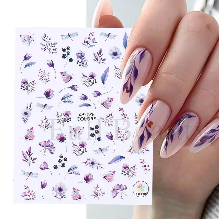 50 Fogli Adesivi Nail Art Con Fiori 3D Decalcomanie Colorate Punte - Foto 4