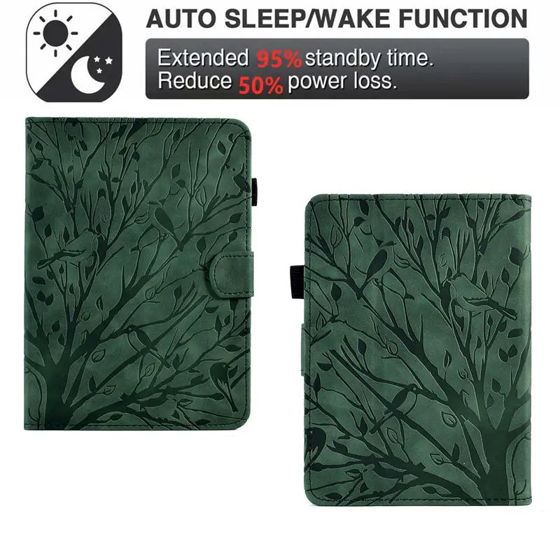 Capa para Amazon Kindle Paperwhite Capa Inteligente para Funda Kindle Paperwhite 10th Gen 2023 Case Árvore Pássaro em Relevo Shell - Imagem 2
