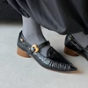 NEW Spring/Autumn Women Pumps Genuine Leather Shoes for Women Pointed Toe Chunky Heel Shoes Buckle Strap Handmade Pleated Shoes 5
