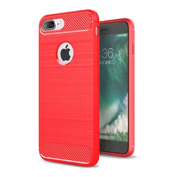 Ultra Thin TPU Silicone Carbon Fiber Phone Case Cover - iPhone 12 Pro (Red)