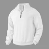 Men's casual Henry collar sweater long sleeve knitted stand collar top zipper solid color hoodie pattern fashion men's wear 1