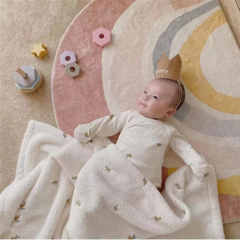 Korean Embroidered Bear Baby Swaddle Wrap Bedding for Newborn Blanket Hold The Children Out Blanket Autumn and Winter Blanket 5