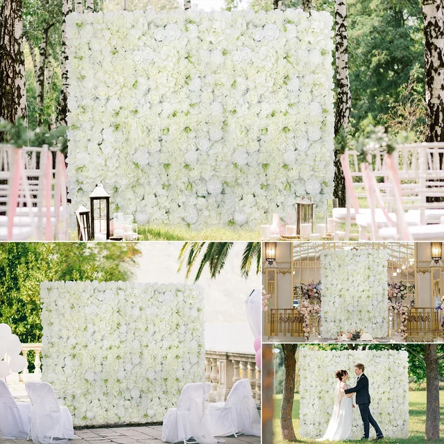 12PCS Artificial Flowers Roses Wall Panel 3D Flower Backdrop Faux Roses for Wall Party Wedding Bridal Shower Outdoor Decoration 3