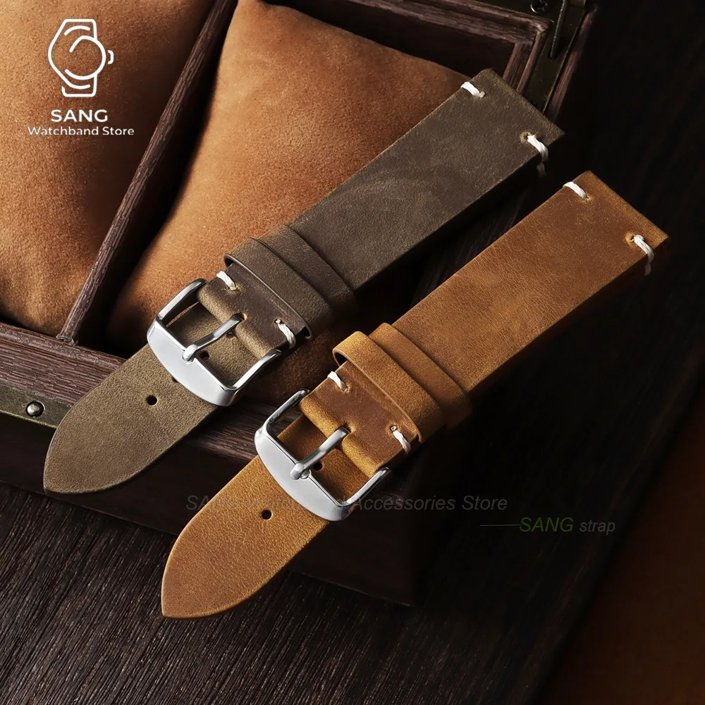 Vintage Oil Wax Crazy Horse Leather Watch Strap - Multiple Sizes Available