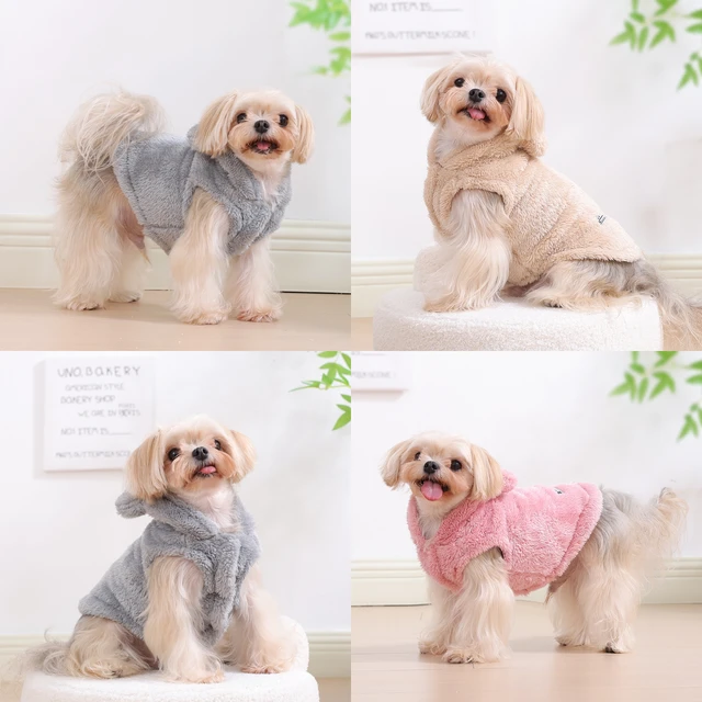 Dog Clothes For Small Medium Dogs Cats Autumn Winter Warm Dog Hooded Clothing Soft Kitten Vest Coat Yorkshire Jacket Pet Outfits 4