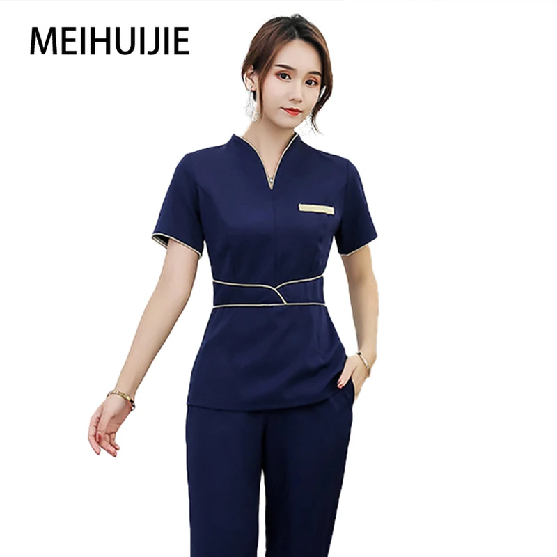 

Spa Uniforms Women Professional Esthetician Technician Overalls High-End Foot Bath Massage Sauna Nail Salon Work Uniforms Suit