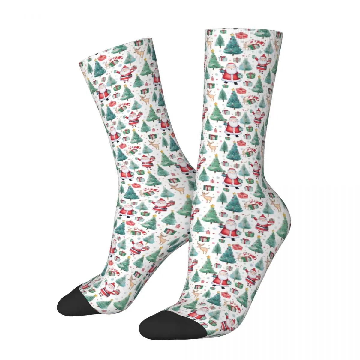 

Носки унисекс в рождественском стиле с принтом оленей и Санта-Клаусом, модные зимние рождественские подарки, носки в стиле Харадзюку, чулки средней длины
