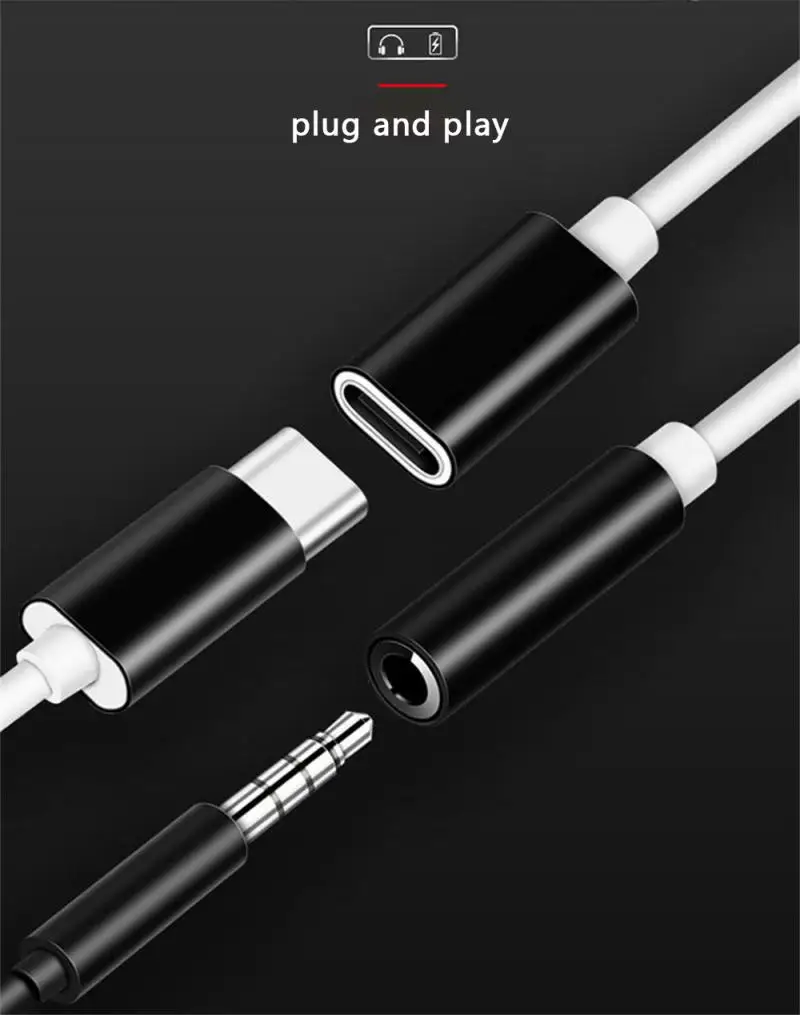in 1 USB Type C To 3.5mm Aux Adapter Type-c 3 5 Jack Audio Cable Earphone Cable Converter for OnPlus Xioaomi Redmi