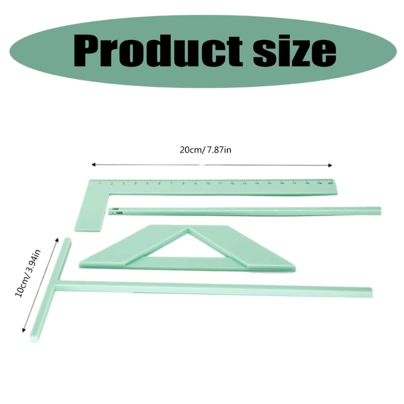 Multifunctional Bookbinding Ruler Set Includes L Ruler, T Ruler, Spacing Guide, Corner Cutting Square and Carrying Case