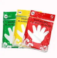 One Bag New Disposable Transparent PE Gloves Food Grade Sanitary Gloves One Colorful Bag With 90-100 PCS S1414 2