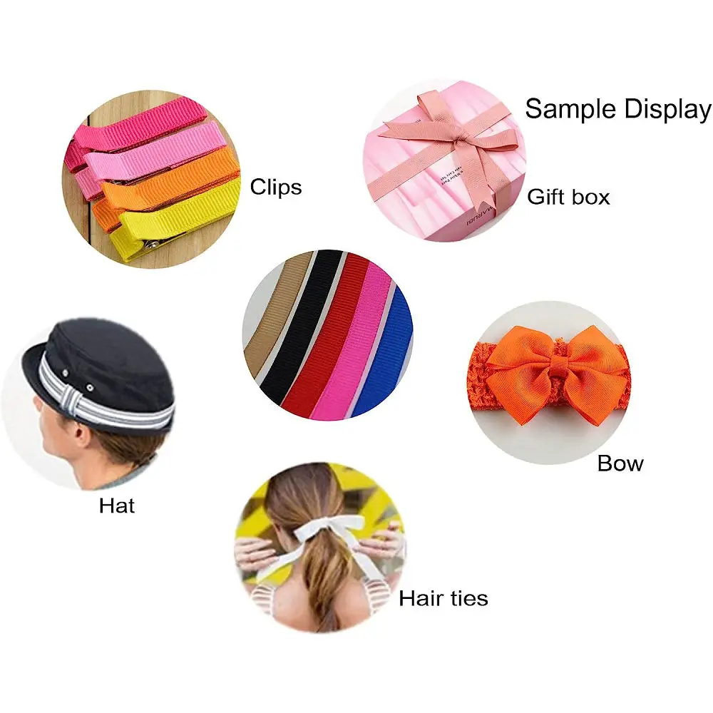Ribbon Decoration 10 Meters Solid Grosgrain Ribbon Double Face Fabric for Gift Wrapping Wedding Decoration Sewing Crafts DIY Hair Bows