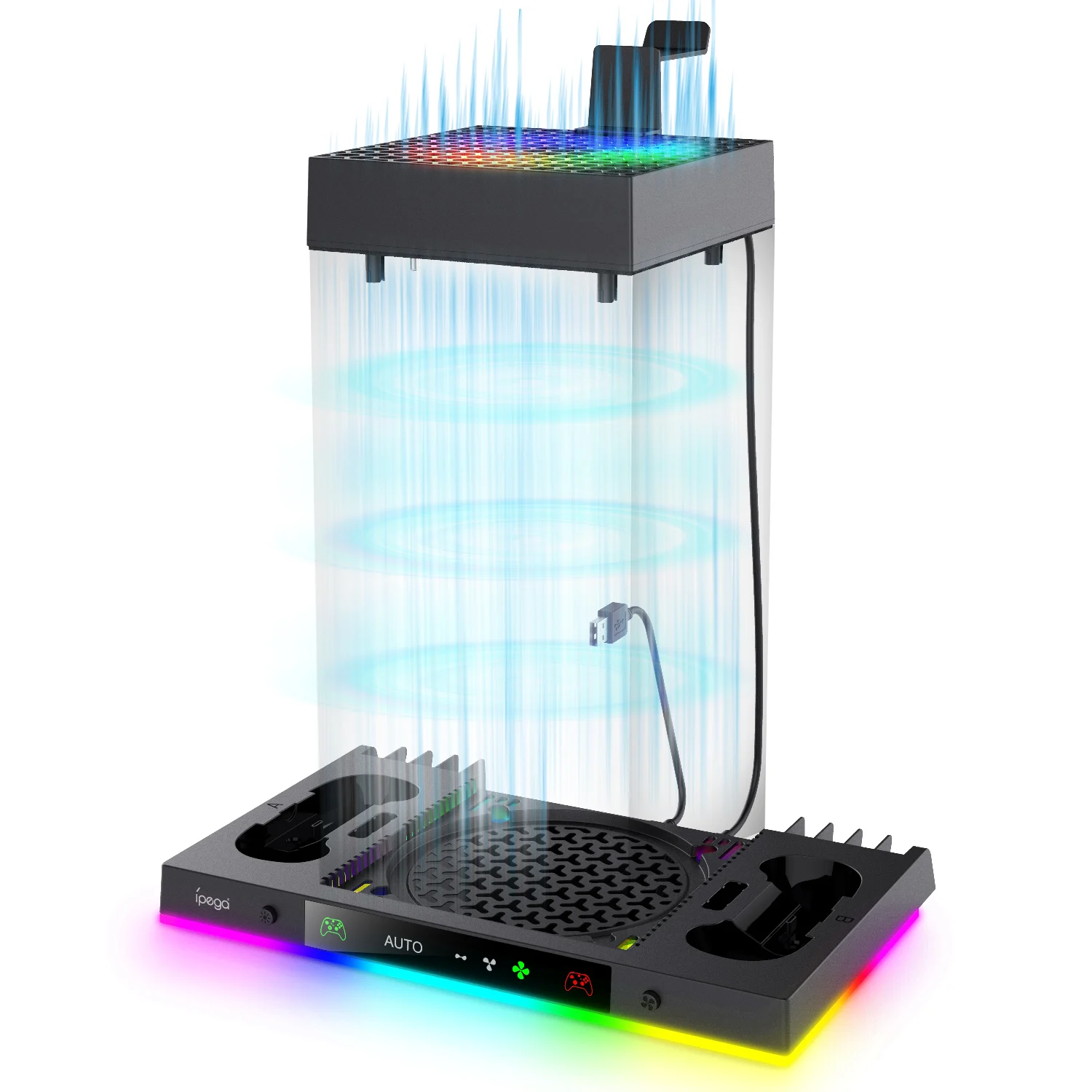 IPEGA Stand for Xbox Series X Console,Smart Temperature Control Dock + Overhead Cooling Fan with RGB Light Stand XBX024S