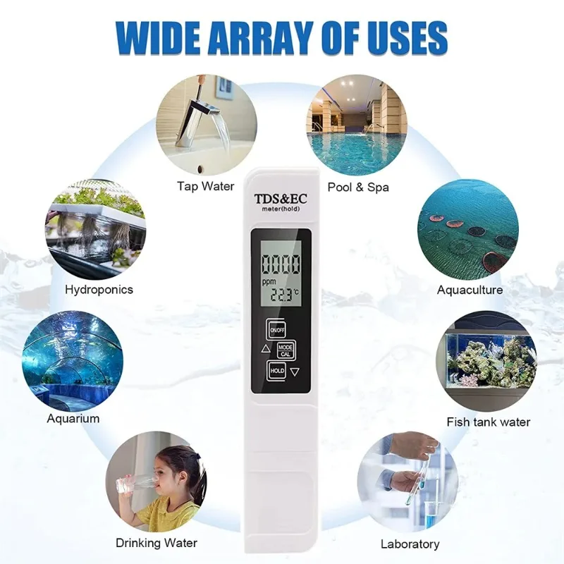 Water Quality Detector Water Tester PH Meter 0.01 With Measurement Range 3 in 1 PH tester Water Meter TDS EC Temperature