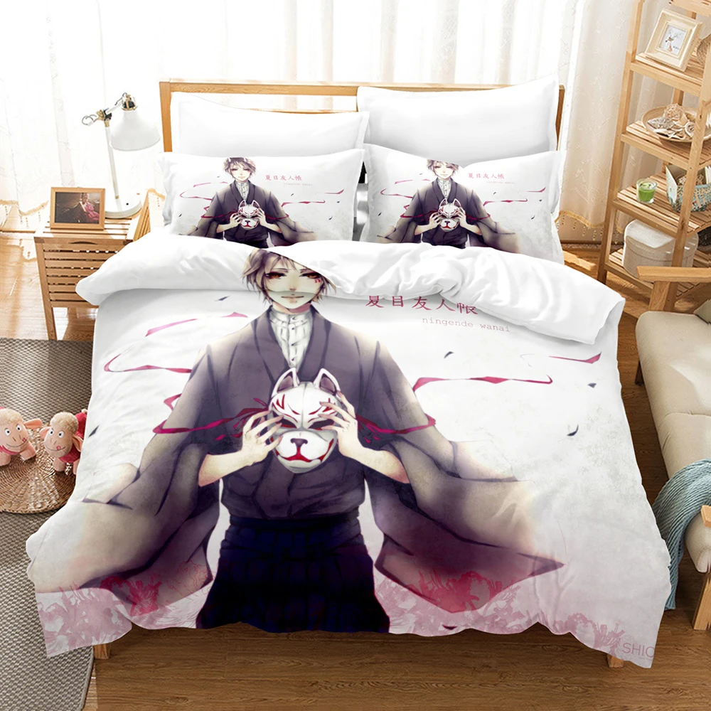 Natsume's Book of Friends Anime 3D Duvet Cover Bedding Set Polyester Pillowcases Quilt Cover Home Decor Gift Twin King Queen