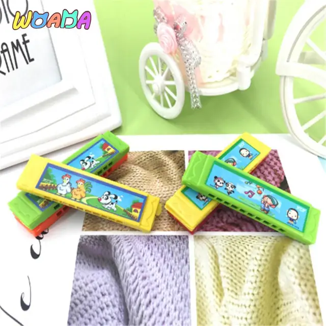 Kids Early Educational Music Learning Toy Wood Plastic Harmonica Fun Double Row 16 Holes Musical Toy Harmonica Random Color 4