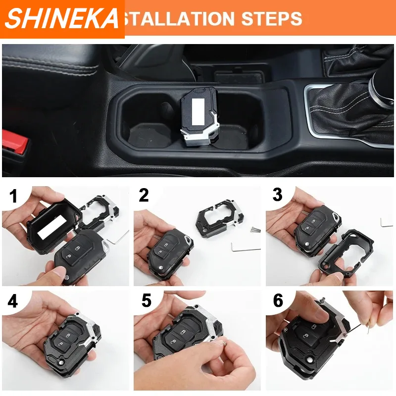 Key Case Key Case Cover Car Key Shell Anti Lost Keychain Car Key Chain Keychain For Jeep Gladiator JT Car Key Cover Metal Full Protection Key Shell Accessories For Jeep Wrangler JL