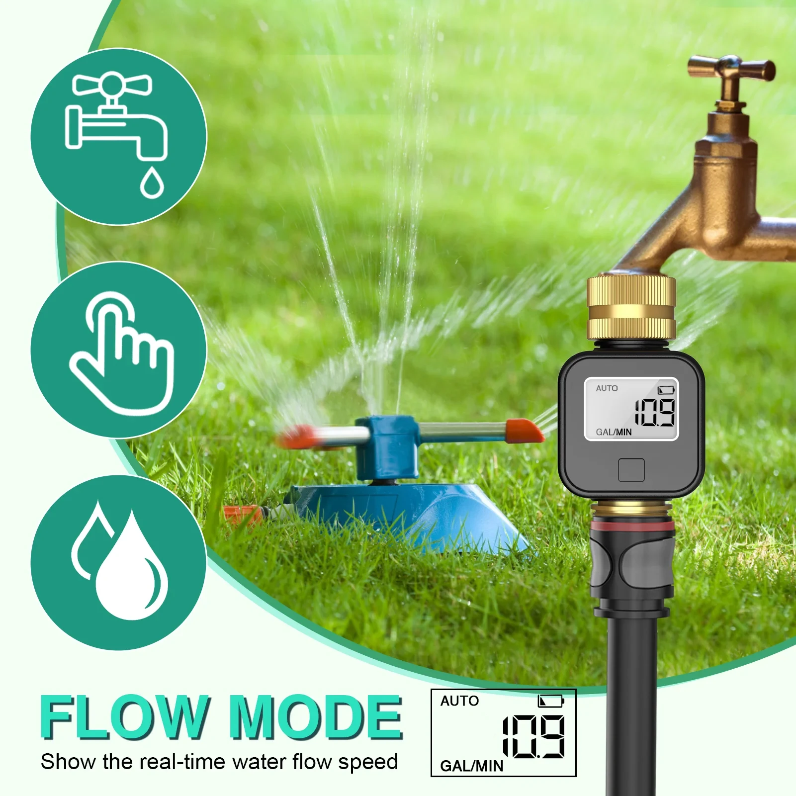 Digital Water Flow Meter High Accuracy Waterproof Electronic Flowmeter for Outdo