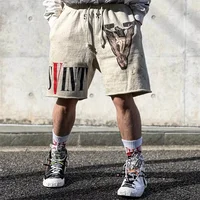 Summer Washed Sain Letters Printed Street Casual Shorts Men Women High Quality 1:1 Drawstring Breeches Sweatpants 1