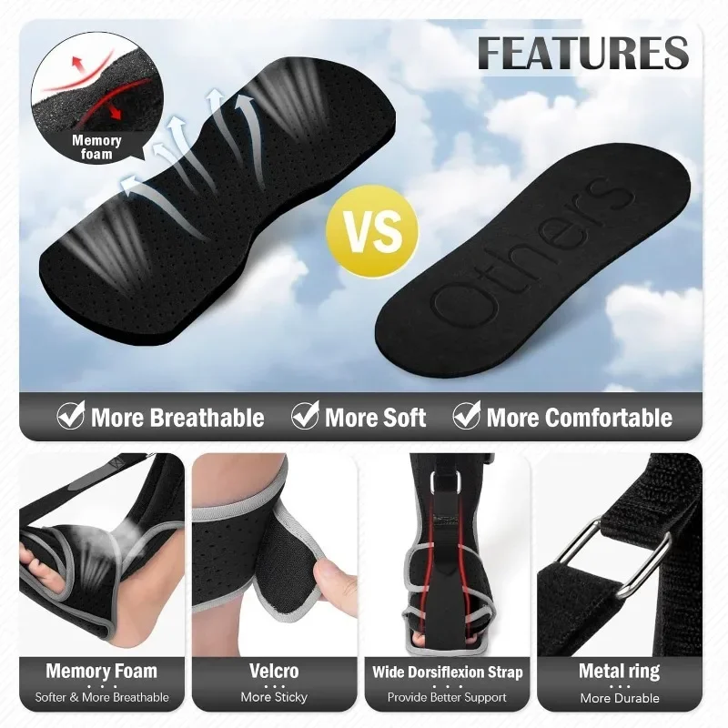 Adjustable Night Splint plantar fascia brace For Plantar Fasciitis Pain Relief Soft Foot Drop Brace Sleeping Achilles Tendon Stretcher Boot Nighttime