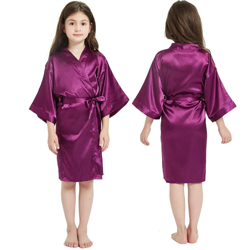 Pink Bathrobes for Girls Nightwear Satin Silk Kids Robes Summer Girl Nightgown Sleepwear Children Kimono Wedding Spa Party Dress - 6