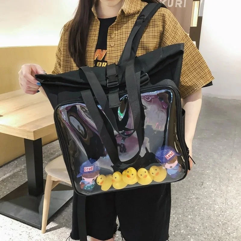 

Female Clear Big Ita Bag Backpack With Ducks Large Display Layer School-Bag Women Backpack Girl's ItaBag 2 Colors H10298105