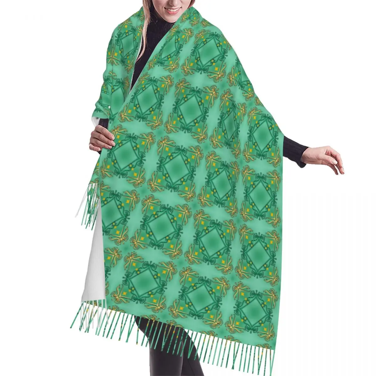 

Multicolor Pattern In The Arabian Style Tassel Scarf Women Soft Shawl Wrap Ladies Winter Fall Fashion Luxury Versatile Scarves