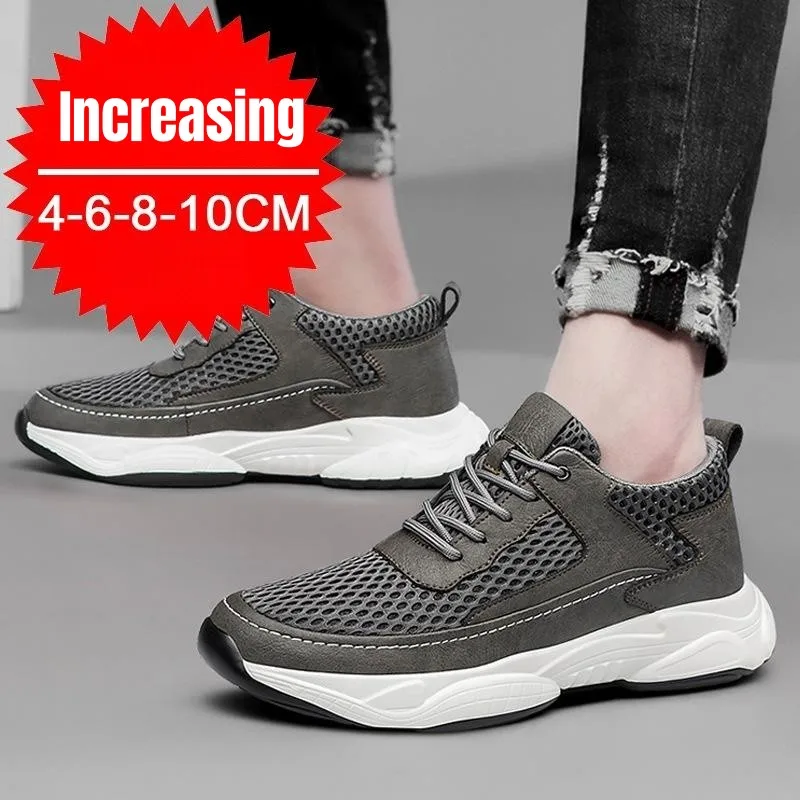 PDEP Summer Height Increasing Shoes for Men Mesh Breathable Invisible Inner Lift 8CM Soft Casual Sport Sneakers Sapatos 3