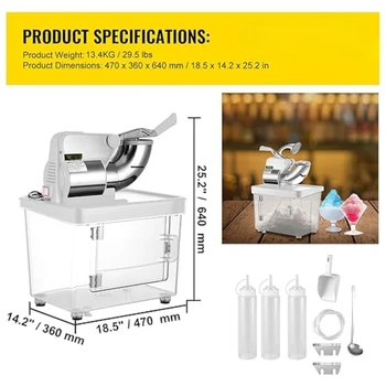 Alternative view of Small Appliances/110V Commercial Ice Crusher 661LBS/H, ETL Approved 300W Electric Snow Cone Machine with Dual Blades, Stainless