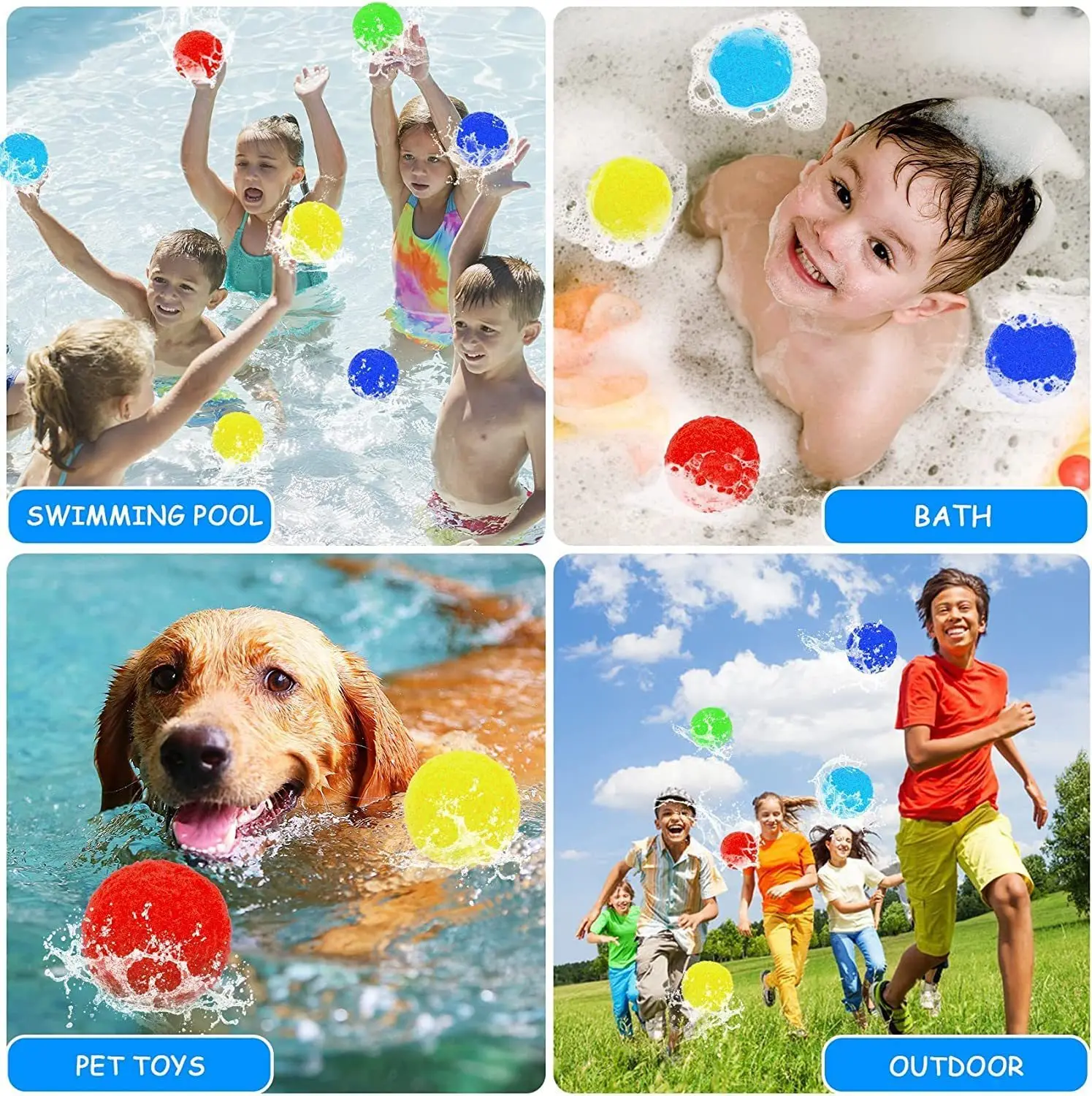 30Pcs Water Soaker Balls Reusable Sponge Water Balloons Cotton Splash Toys for Pool Beach Outdoor Summer Swimming Games Toy 5
