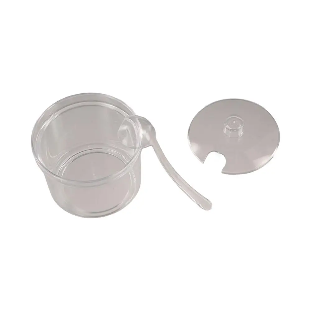 Seasoning Box With Spoon and Lid Acrylic Sugar Bowl Transparent Anti fall Seasoning Jar Visible Condiment Container Dining Table