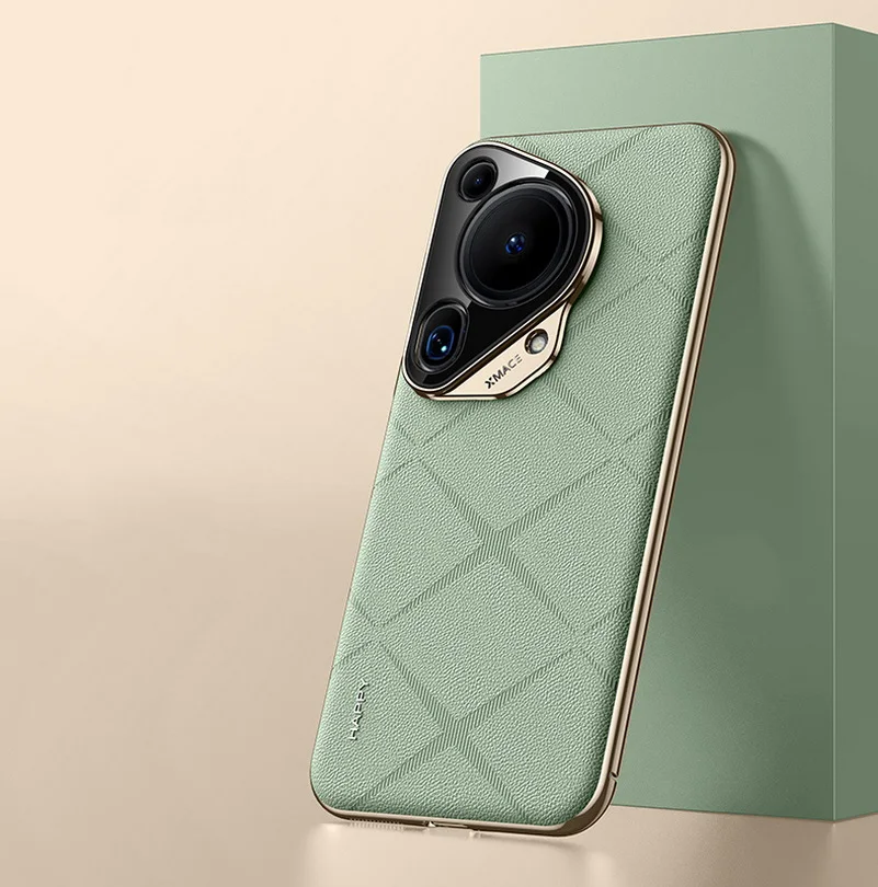 Luxury Leather Case with Camera Lens Protection - Hard Slim Textured Cover