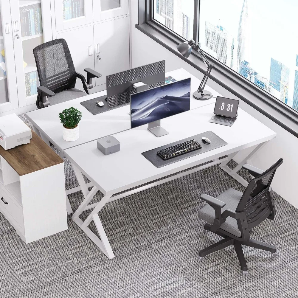 contemporary wooden desk for home office, stylish pc and writing desk, metal and wood executive workstation, minimalist desk for