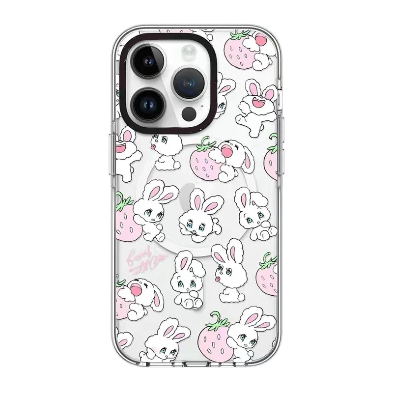 MagSafe Acrylic Rabbit Colorful Phone Case Cover for IPhone 11 12 13 14 15 Pro Max Case for IPhone 15 Pro Max