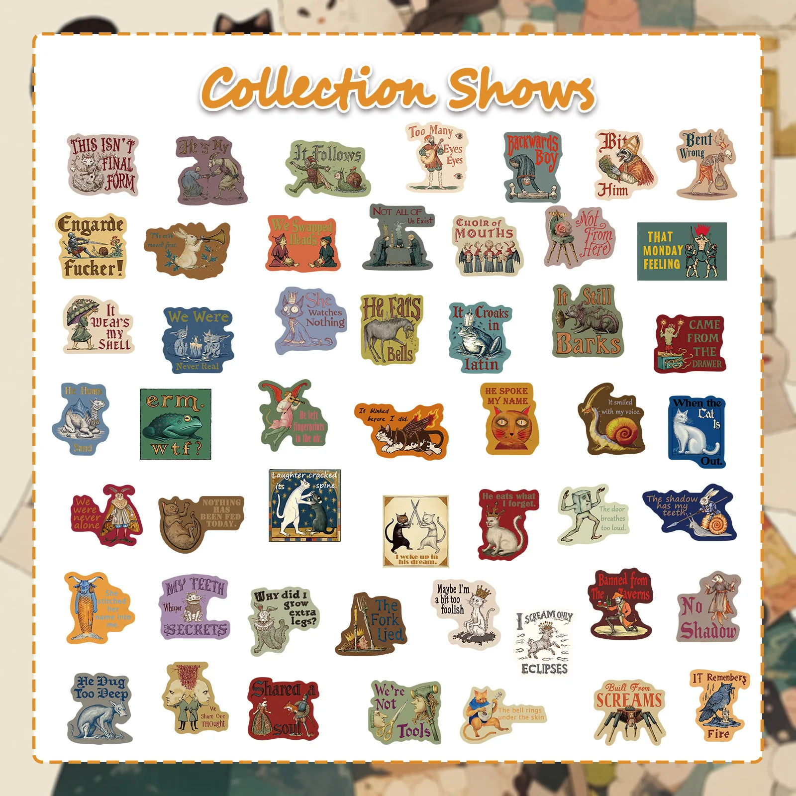 50PCS Retro Sticker Pack 4