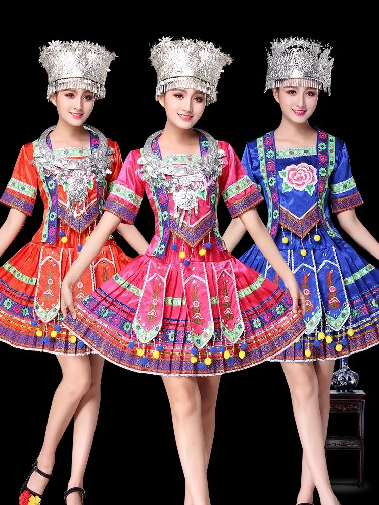 

Chinese Traditional Minority Dance Classical Miao Hmong Clothes National Tibetan Dance Dress Female Tibetan Folk Dance Costume