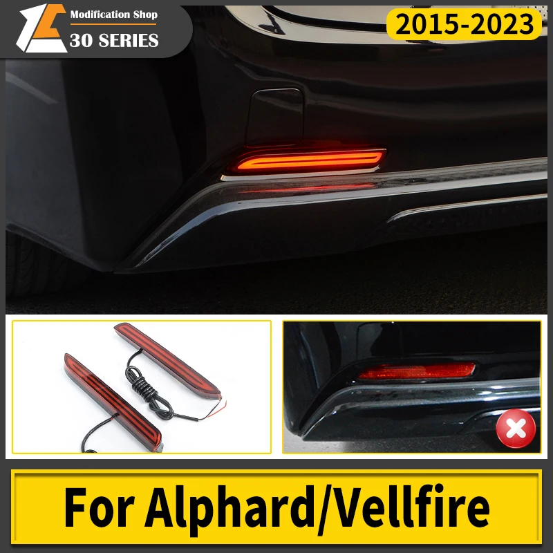 

2015-2021 для Toyota Alphard Vellfire 30 задние противотуманные светильник для автомобиля модифицированный бампер отражатель лампа стоп-сигнал аксессуары
