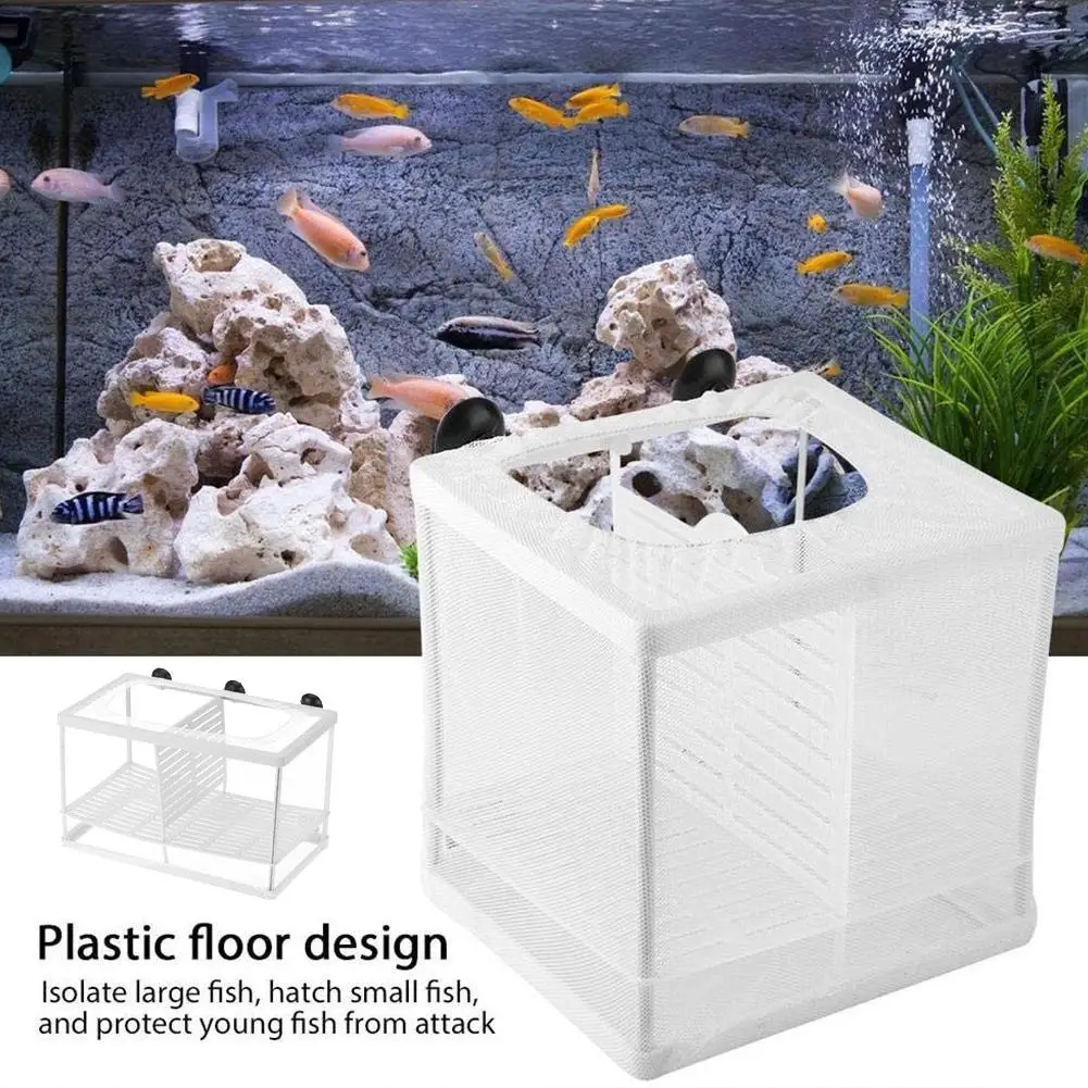 Fish Tank Breeder Net Mesh Fish Breeder Box Hatchery Box Separation Net Incubator Mesh Breeding With Suction Cup