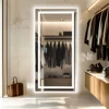 XXL Bathroom Mirror Smart LED Vanity Mirror Wall Mounted with Bluetooth, Digital Display, Back Front Lit,Anti Fog for Hotel Hall 2