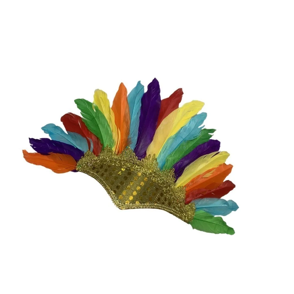 Colorful Feather Headdress Head-mounted Feather Colored Headwear Adjustable Chief Headdress Fancy Dress Party feather headdress