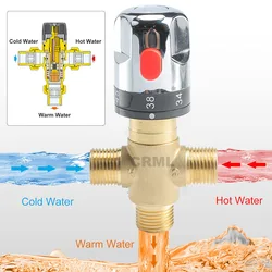 Brass Thermostatic Mixing Valve Silver Plating Bathroom Faucet Temperature Mixer Control Thermostatic Valve Home Improvement