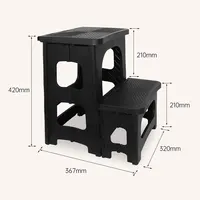 2-Step Folding Stool Plastic Steps Ladder Portable Bedside Step Stool Non-Slip Collapsible Stepstools For Kitchen Home Bathroom 6