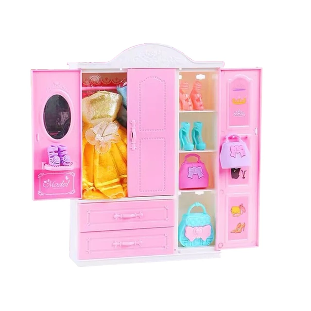 BARBIE DOLL CLOTHES & ACCESSORIES CLOSET WARDROBE ORGANIZER DRESSER GIRL  TOYS