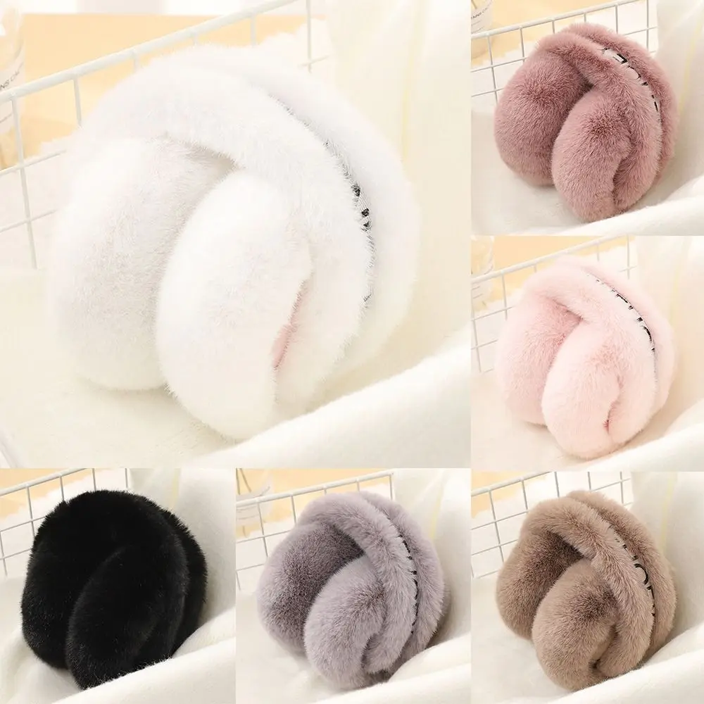 

Soft & Warm Winter Earmuffs Outdoor Furry Faux Fur Ear Covers Foldable Ear Warmers for Cold Weather