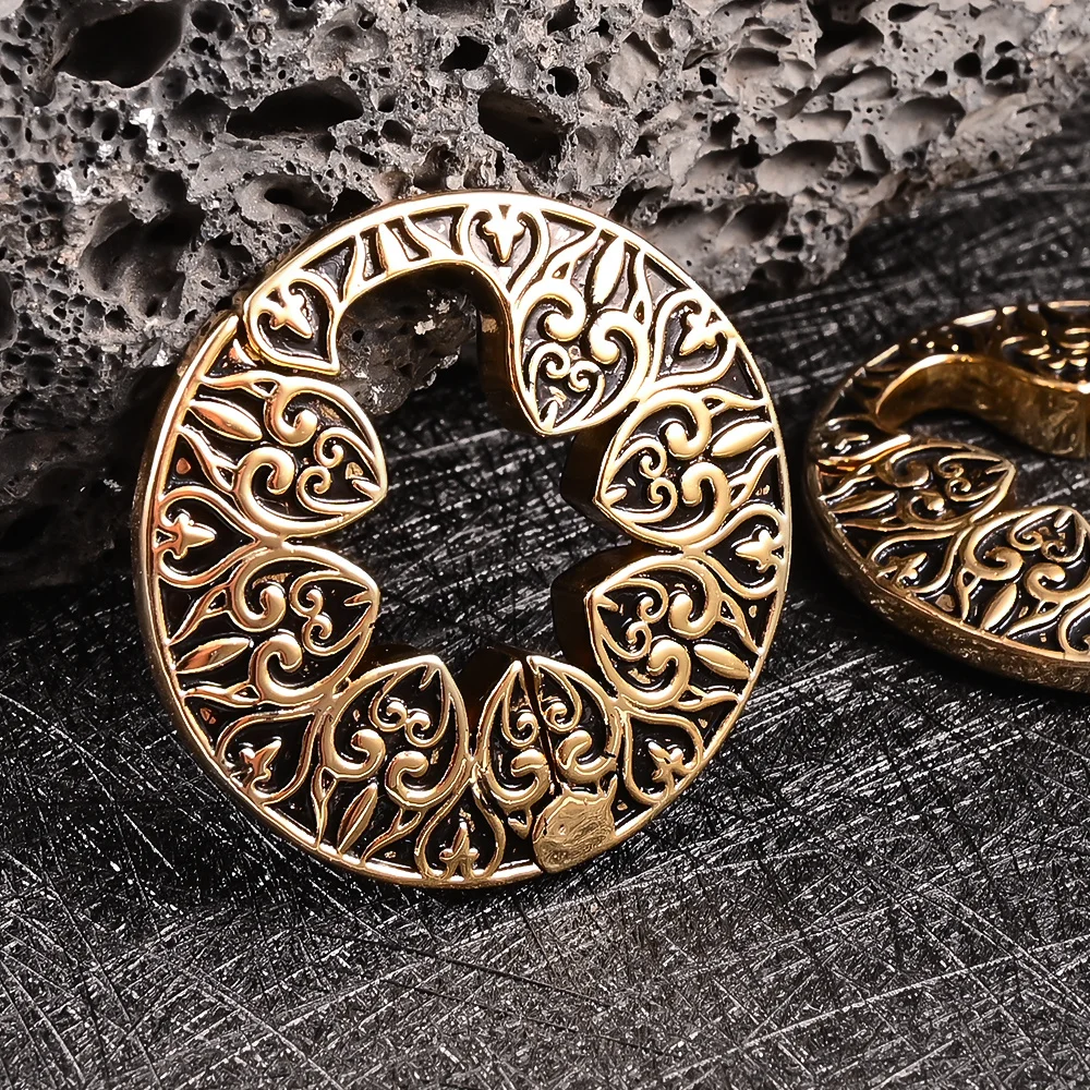Vanku 2pcs 6mm Unique Flower Pattern Ear Hangers Weights Vintage Body Piercing Jewelry For Stretching Ear Lobe Gauges Plugs
