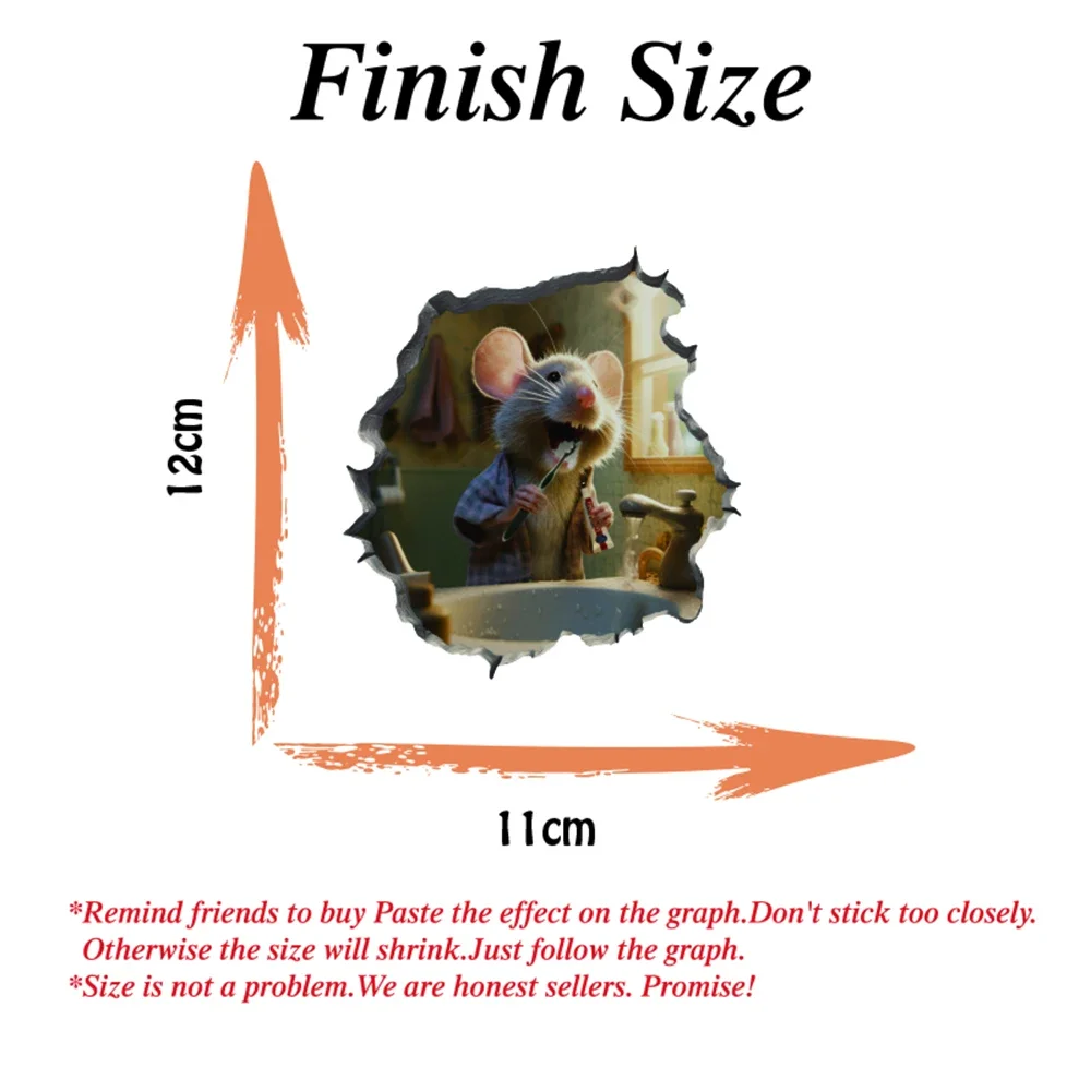 Description Picture 3 of itemWall Stickers 3D Mouse Hole Window Wall Mirror Waterproof Accessoriesl Laptop Stairs Cabinet Door Cartoon Home Decoration Decal