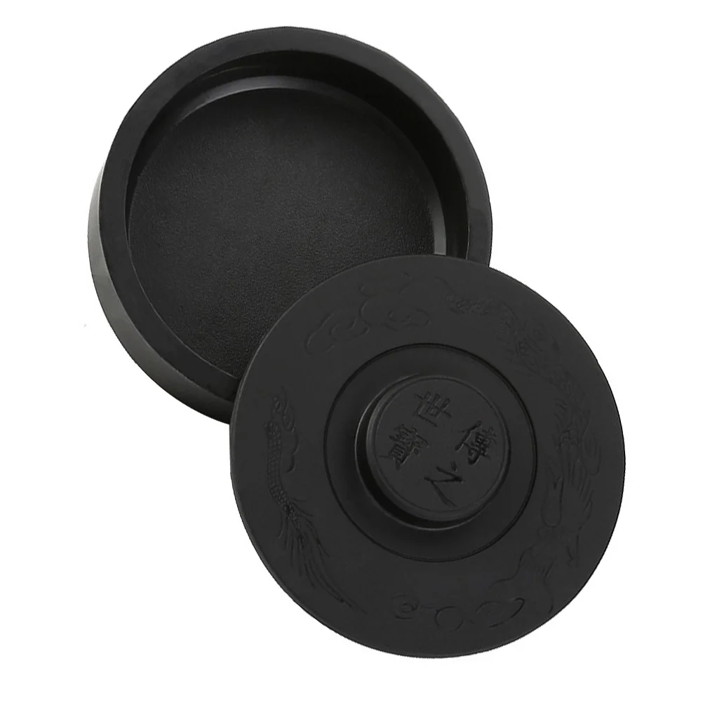 

Inkstone Practical Drawing Printing Plate Round with Cover Grinding Supplies Chinese Calligraphy Imitation