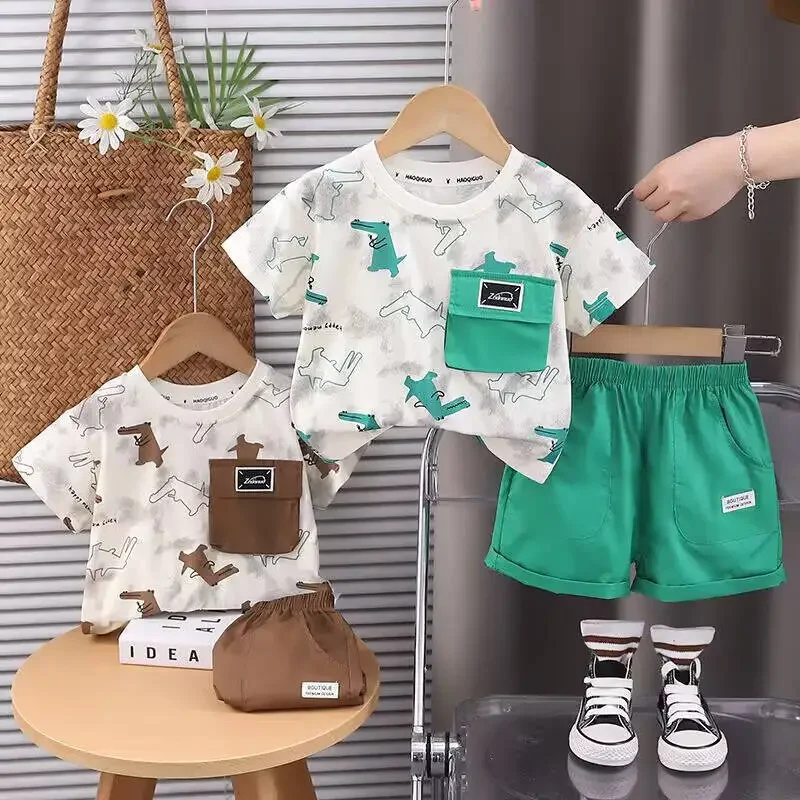 Ensemble 2 pièces pour enfants, tenue d'été à motifs de dessins animés