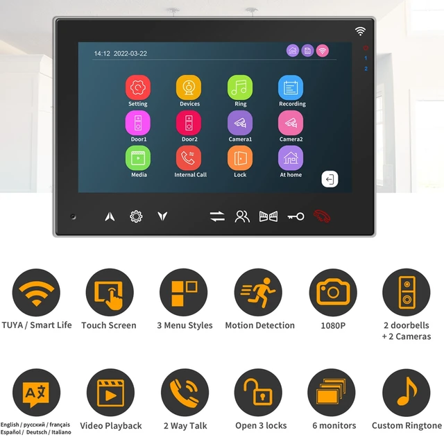 HomeFong videoportero wifi con apertura puerta,video portero con camara  wifi,telefonillo portero automático,panel de llamadas de aleación de calle  1080P,visión nocturna clara,grabación de video, conversación,2 cerradur -  AliExpress