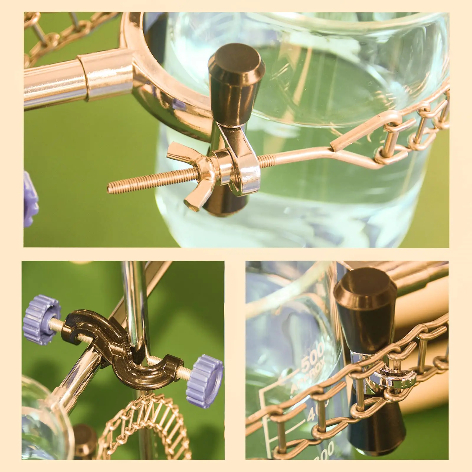 Lab Chain Clamp Beaker Chain Clamp with Adjustable Bosshead Holder (1 Lab and 1Cross clamp) 2pcs/set