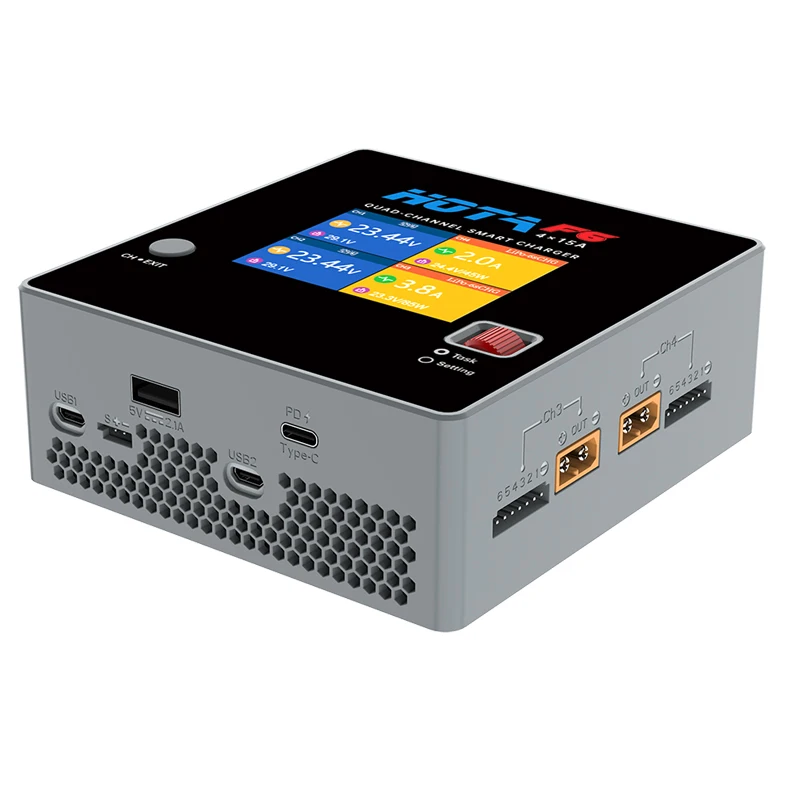 HOTA F6 Four Channel Smart Charger DC1000W 4*15A for Lipo LiIon NiMH Lipo Remote Control Model Balance Charger USB Type-C thumbnail 4